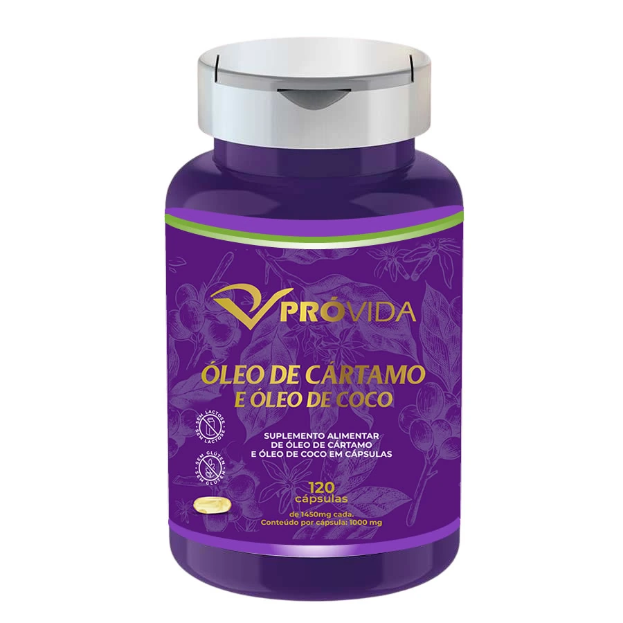 Óleo de Cartamo + Óleo de Coco 1000 mg - 120 Cápsulas - Pró Vida Farma